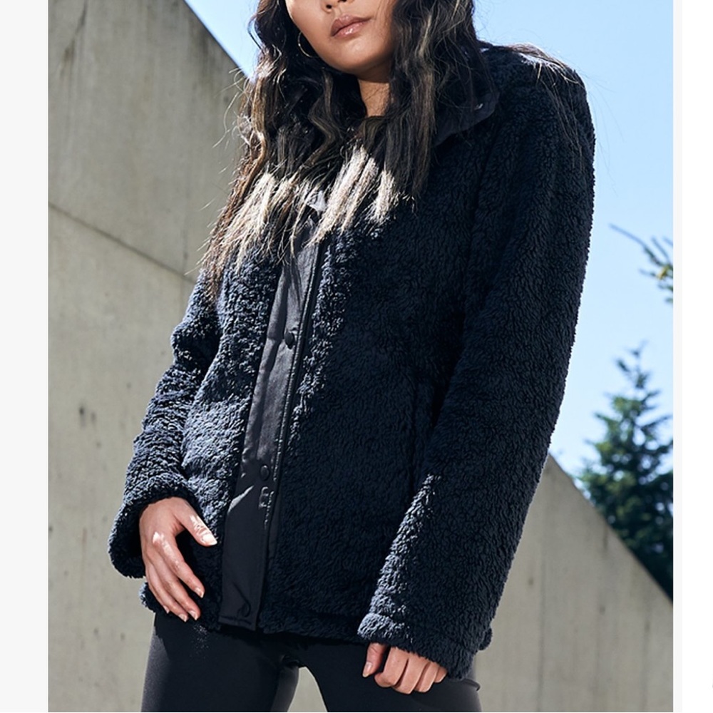 Steve Madden black teddy style snap up coat jacket. SZ.XL-1X. NWT